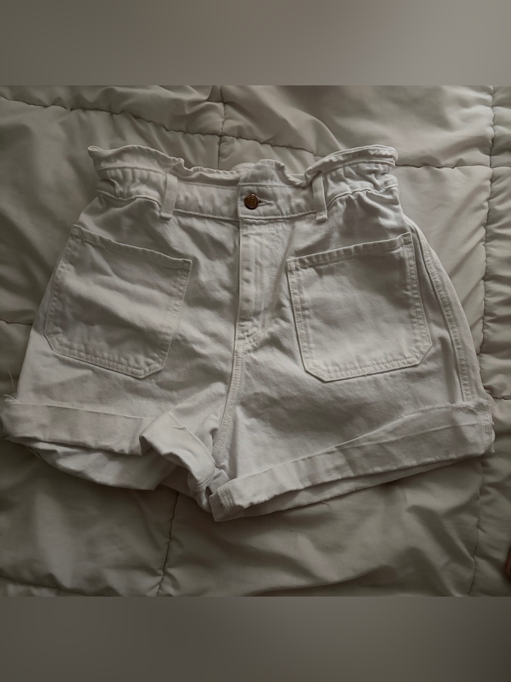 Zara white denim paperbag shorts